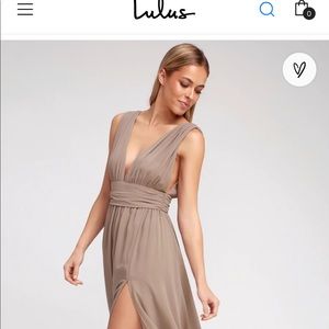 Lulus Heavenly Hues Taupe Maxi Dress